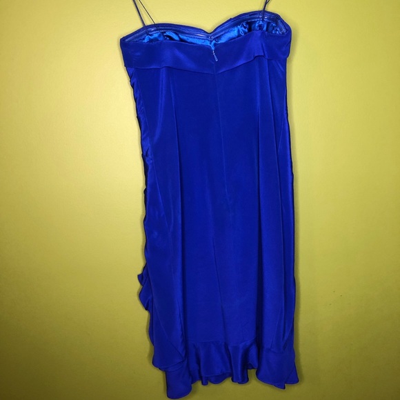 Aidan Mattox Silk Cobalt Blue Ruffle Dress - Picture 2 of 3